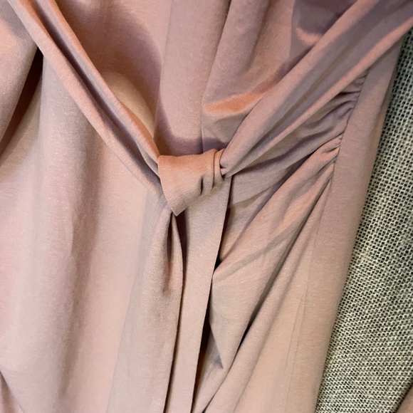 NWT! women's Threadbare Maternity tie belt long sleeve midi dress taupe 10 baby - Picture 5 of 6